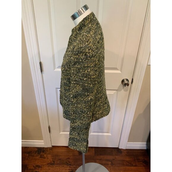 Lafayette 148 New York Green & White Tweed Jacket, Size 12 - Picture 5 of 8